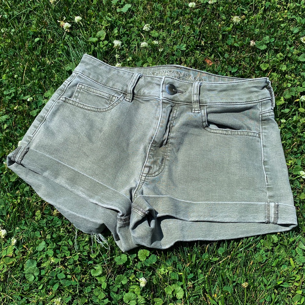 American Eagle Green High Waisted Jean Shorts